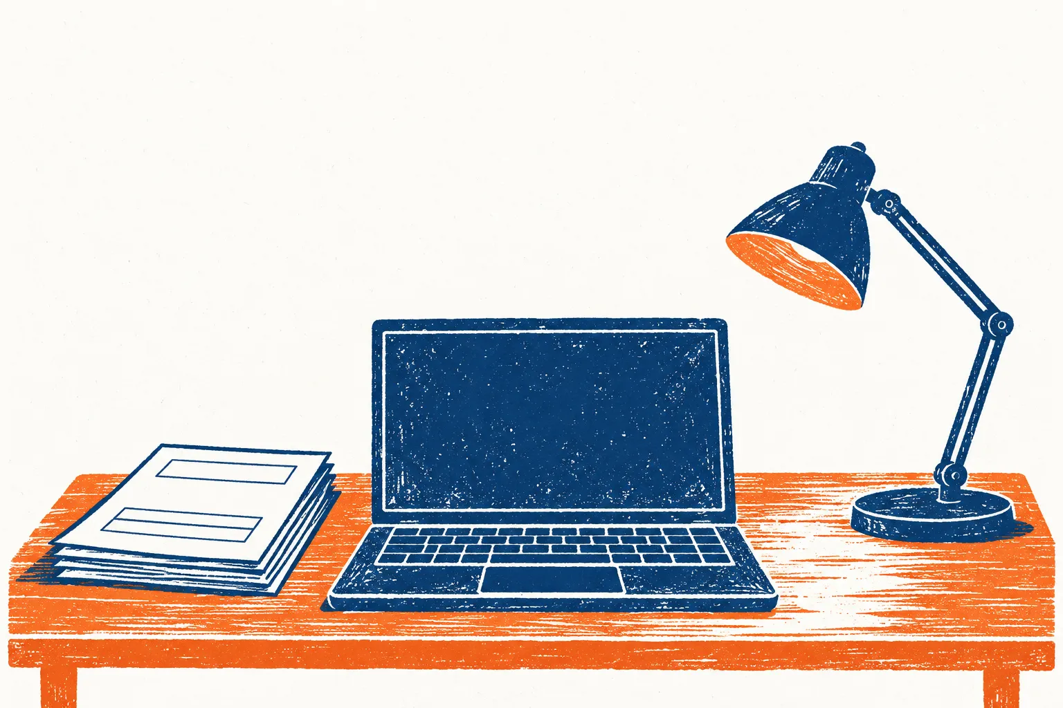 Laptop en formulieren op een werktafel als illustratie van digitaal een bedrijf oprichten.