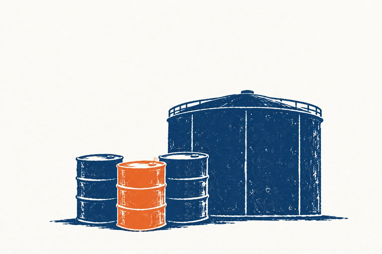 Olievaten naast een opslagtank